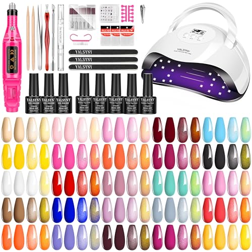 YALSYNY 25-Color Gel Nail Polish Kit with UV LED Lamp - Easy Home Manicure