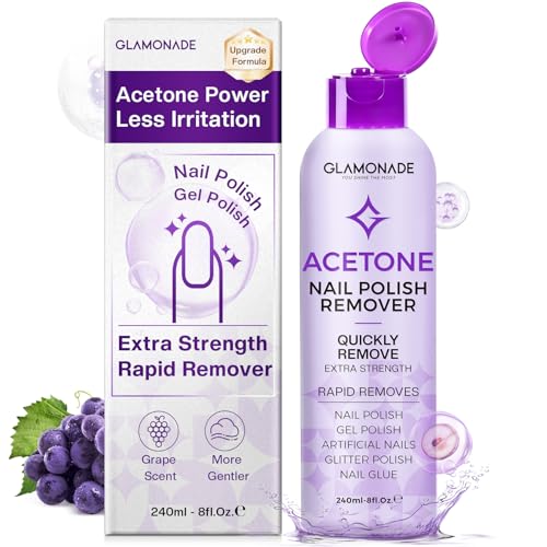 Glamonade Acetone Nail Polish Remover with Grape Seed Oil - 8 Fl Oz