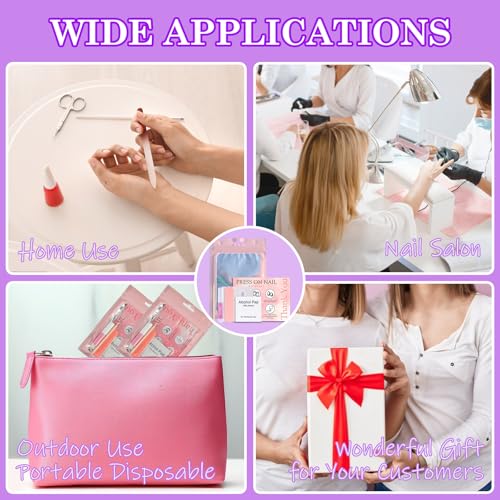 Disposable Nail Supplies Kit 140pcs Pink Press-On Manicure Set for Salon & Home