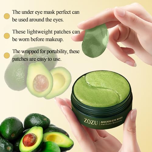 Avocado Eye Mask, Eye Patches, Avocado Moisturizing Collagen Eye Mask, Under Eye Patches, Nourishing, Naturally Hydrating Formula