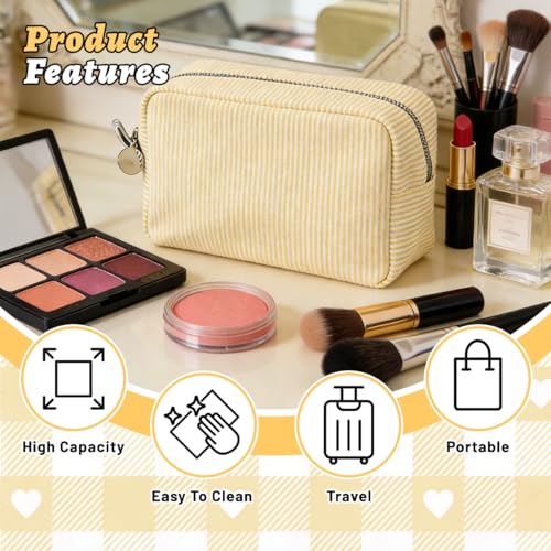 8 Pack Seersucker Cosmetic Bag with Striped Pinstripe Design