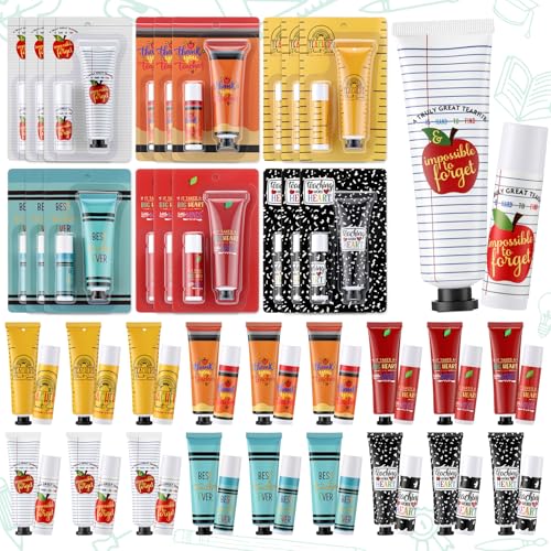 Loopeer 24 Sets Teacher Appreciation Gifts Bulk Hand Cream Lip Balm Set Thank You Gift Travel Size Hand Lotion Moisturizing Lotion Set for Teacher Appreciaton Week Graduation Staff Coworkers