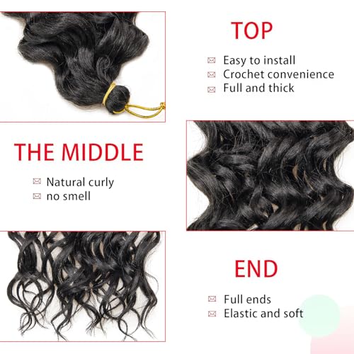 Curly Crochet Hair For Black Women Ocean Wave Crochet Hair Hawaii Deep Wave Braiding Hair Synthetic Bohemian Crochet Braid Water Wave Crochet hair Extensions(Pack of 2, 350#)