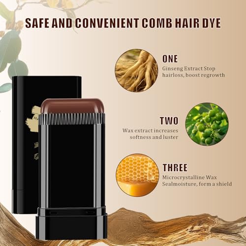 3-Pack Hair Color Stick with Comb - Waterproof Touch-Up Dye