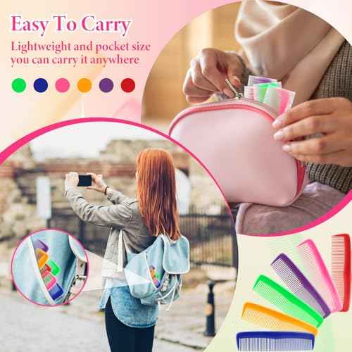 NICEMOVIC 60 Packs Hair Comb Bulk Set, Pocket Travel Hair Combs for Women and Men, Colorful Coarse and Fine Tooth Comb, Individually Wrapped Bulk Comb for Homeless Hotel Shelter Nursing Home Charity