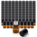 120 Pack 1ml Amber Glass Roller Bottles for Essential Oils