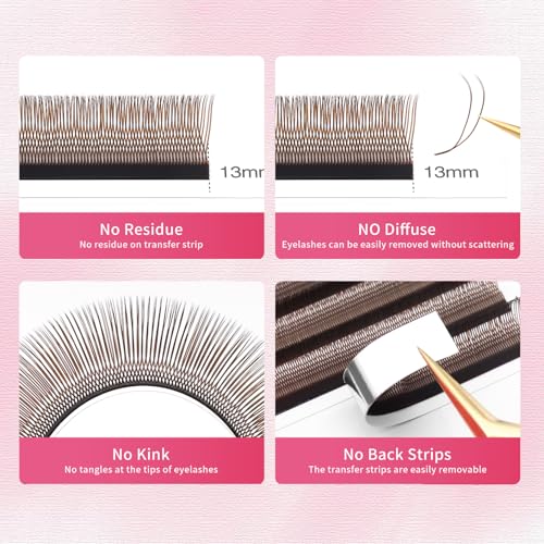 U-Shape Eyelash Extensions 0.07D Brown 8-15mm Mix
