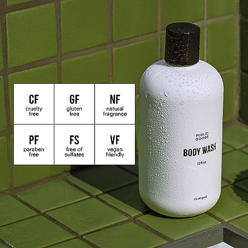 Public Goods Body Wash for Men and Women | Natural Soap for Bath & Shower | Body Scrub Made with Organic Essential Oils | Sulfate & Paraben Free | Vegan Friendly | 12 Fl Oz Bottle