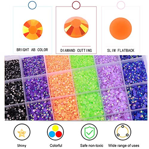 BELICEY 24000pcs Jelly Resin AB Crystal Rhinestones for Craft Black Blue Purple Flatback Bulk Crystals Rhinestone Glitters Stone Gems Beads for Manicure DIY Clothing Crafts Shoes Bags Decoration