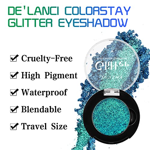DE'LANCI Duo Chrome Green Eyeshadow - Peacock Blue Shimmer