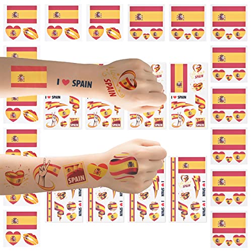 Spain Flag Temporary Tattoos 24-Pack | Football Party