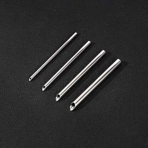 4pcs Piercing Needles Receiving Tubes, Stainless Steel Body Jewelry Piercing Receiver (3mm 4mm 5mm 6mm)
