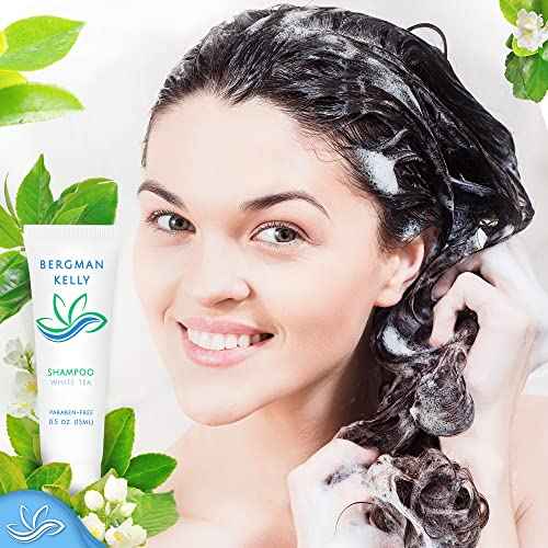 BERGMAN KELLY Round Hotel Soap Bars, Shampoo & Conditioner 3-Piece Set (0.5 oz each, 150 pc, White Tea), Delight Your Guests with Revitalizing & Refreshing Mini Travel Toiletries & Bulk Amenities