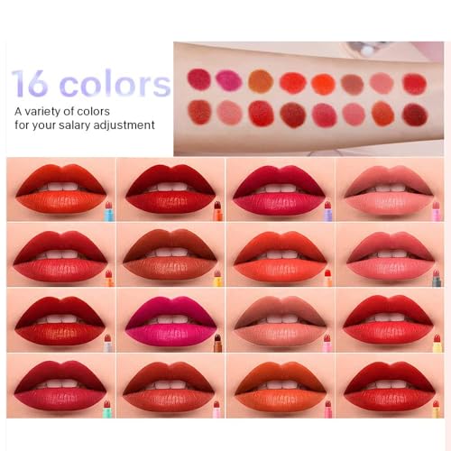 16-Color Mini Matte Lipstick Set - Waterproof Velvet Capsule