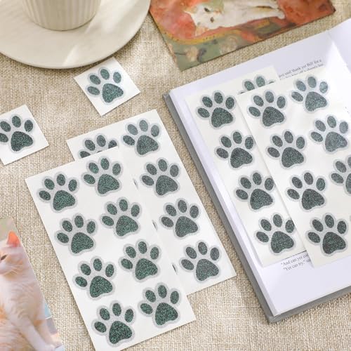Blulu Glitter Paw Print Temporary Tattoos 25 Sheets 200 Pcs