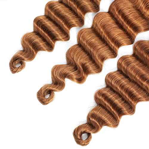 Ombre Loose Deep Wave Bundles Human Hair 1B/30 Unprocessed Brazilian Virgin Human Hair 3 Bundles Two-tone Dark Root Loose Wavy Curly Bundles For Women (T1B/30,12 14 16)