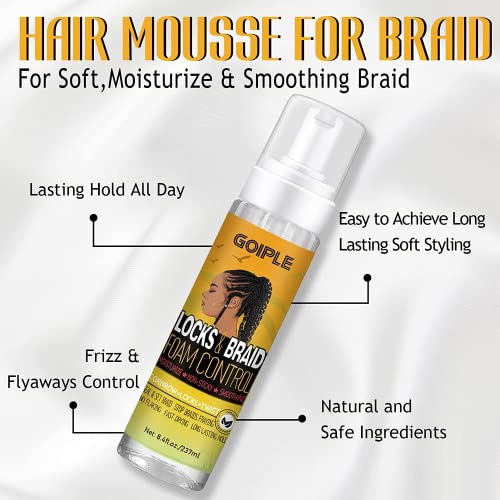 Braid Mousse for Braids, Twists & Locs - No Flake Hold 8oz
