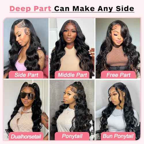 12 Inch 13X6 Body Wave Lace Front Wigs Human Hair 12A 250% Density Lace Frontal Wigs Glueless Wigs HD Lace Front Wigs Plucked with Baby Hair Natural Color