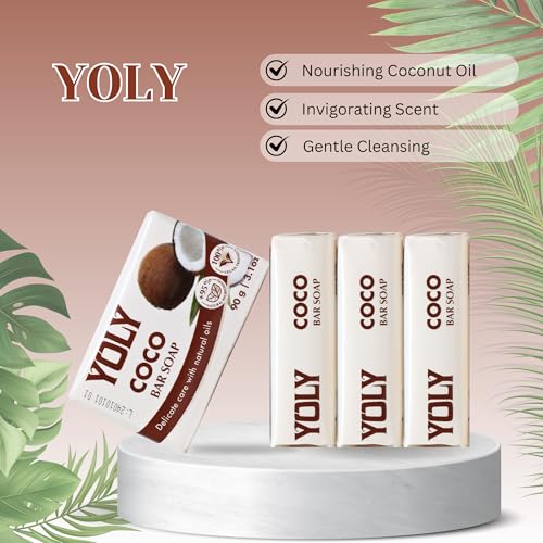YOLY Coconut Bar Soap (90 g, Pack of 16) - 95% Natural, Vegan-Friendly Moisturizing Soap for Silky Smooth Skin