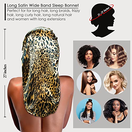 Long Satin Sleep Bonnet for Curly Hair Dreadlocks & Braids - 2 Pack