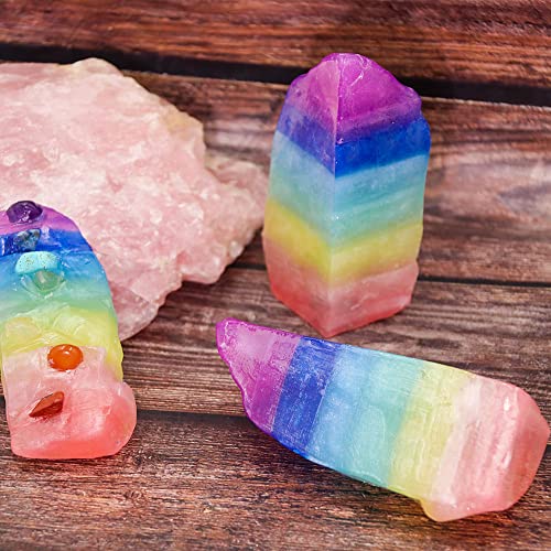 Crystal Chakra Soap Rock - Soap Bar - Jasmine Essential Oil Fragance - Natural Gemstones - Healing Energy - Fancy RockSoap - Moisturizing Skin - Scented Soap Gift for Women and Men
