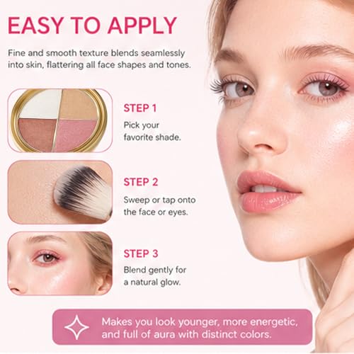 Dulele 4-in-1 Eye & Cheek Palette with Highlighter, Blush & Bronzer
