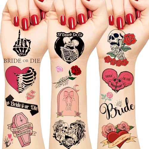 288 Piece Bride or Die Temporary Tattoos Bachelorette Party