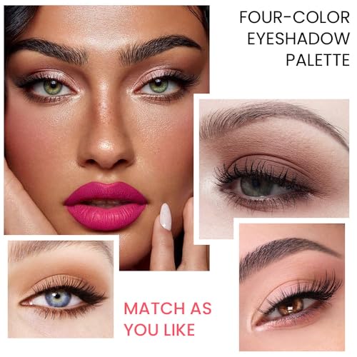 evpct Nude Eyeshadow Quad Palette - Matte, Metallic & Glitter 4-Color Eye Shadow