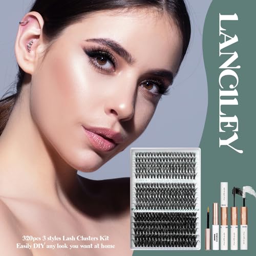 Lash Clusters Kit 320PCS - DIY Eyelash Extensions with Bond & Seal
