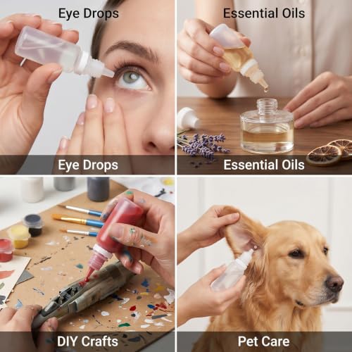 15ml Dropper Bottles 5-Pack with Funnel - Eye Drops & Essential Oils