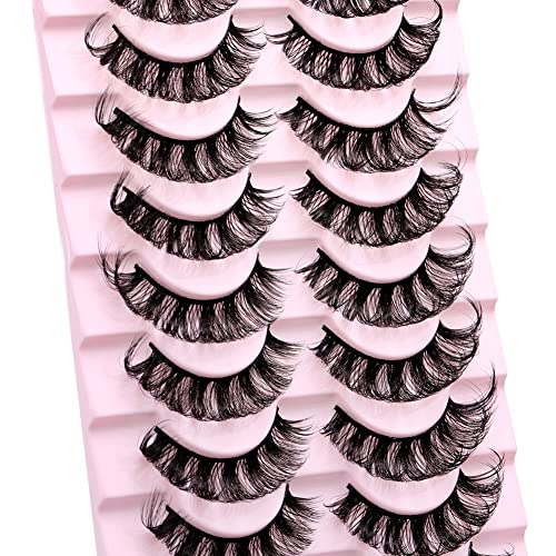 10 Pairs DD Curl 3D Russian Strip Lashes - Fluffy Reusable