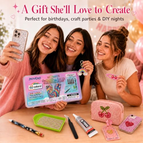 JIVVEXO Rhinestone Bedazzling Kit with 42,000 Gems, 40 Colors & Tools