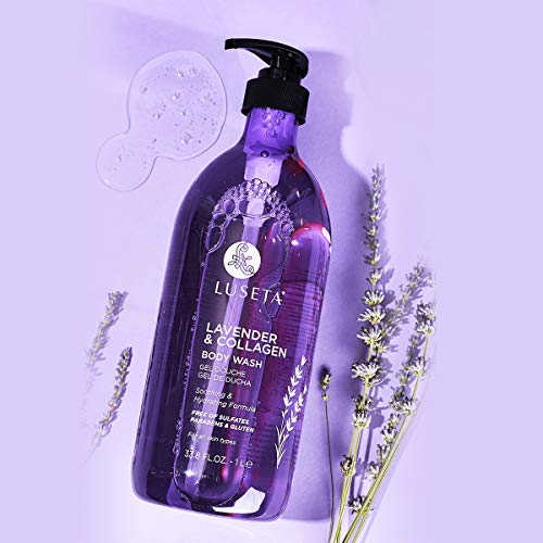 Luseta Lavender and Collagen Body Wash 33.8oz, Lightly Scented Daily Moisturizing Body Cleanser to Soothe & Relax