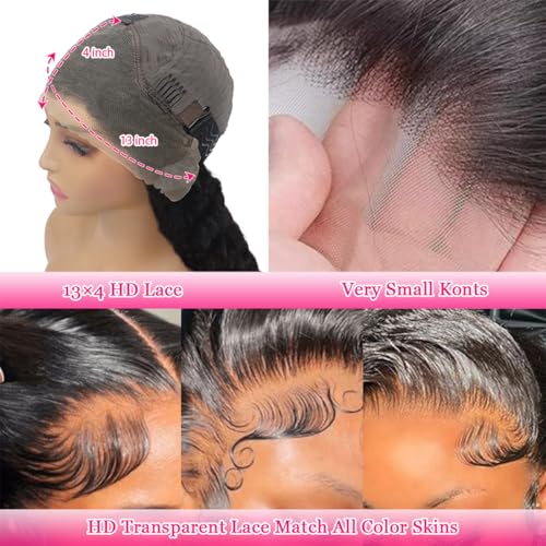 Bworto 6 Inch 13x4 Lace Front Curly Wigs Human Hair Deep Wave Natural Black