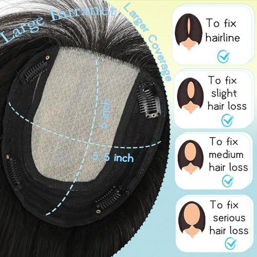 OLLAVO Hair Topper 12" Real Human Hair 360° 3D Wispy Bangs