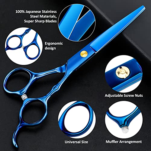 6.89 inch Hair Cutting Scissors Set With Thinning Knife - Blue
