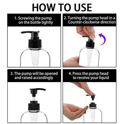 Empty Plastic Pump Bottles Dispenser 2 Pack 32oz/ 1 Liter Portable Clear BPA-Free Cylinder Shampoo Lotion Hand Pump Bottle Durable Refillable Containers (Clear, 32 Oz, 2 Pack)