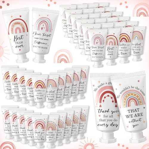 48 Pack Employee Appreciation Team Gifts Bulk Travel Size Hand Cream Inspirational Thank You Gifts Boho Rainbow Hand Lotion Bulk for Teachers Day Christmas Staff Employees Coworkers Women