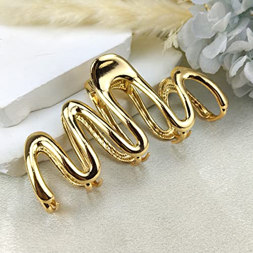 HOXIEYA Hair Claw Clips, Snake Design Metal Hair Clip, Gold, for Women Girls, Fashionable Hair Accessories, Creative Thick Hair Clips, One Size