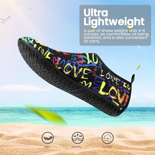 SEEKWAY Water Shoes Women Men Adult Quick-Dry Aqua Socks Barefoot Non Slip for Beach Swim River Pool Lake surf Black Size SK002