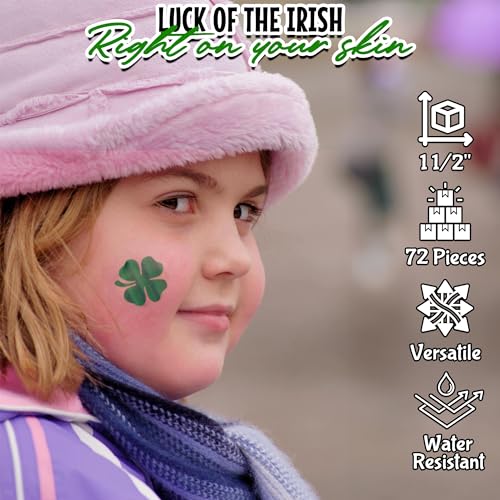 Shamrock Temporary Tattoos - 72 Pack St. Patrick's Day