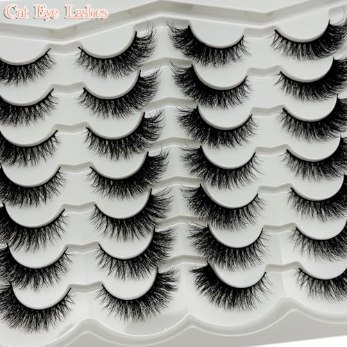 Cat Eye Lashes 14 Pairs Faux Mink Wispy Strip Lashes