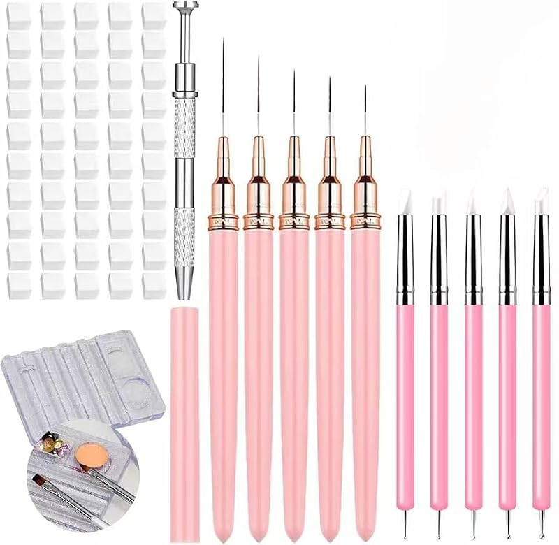 DAIXIANGER 62Pcs Nail Art Brush Set - Variation Nail Brush Set 1 for DIY Manicure