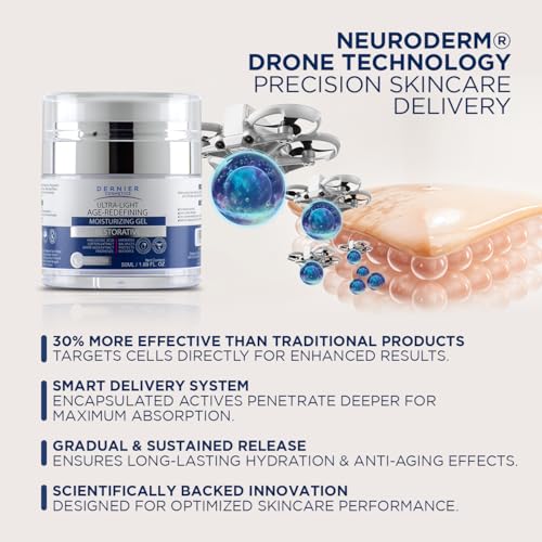 Dernier Night Moisturizer Gel for Face with Hyaluronic Acid and Pantenol ? Repairing Anti-Aging Treatment Smooths Fines Lines and Wrinkles, Moisturizes Balances Protects and Repairs (1.7 fl Oz)