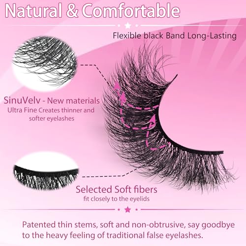 Mink Lashes 20mm Faux Mink Lashes Cat Eye Big Long False Eyelashes Dramatic Soft 3D Volume 20 Pairs Strip Eyelashes Pack by INSPEAUTY
