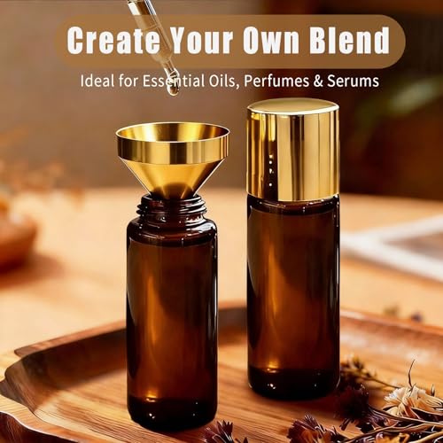 Warmify 50ml Obsidian Glass Roller Bottles for Essential Oils & Perfume - Leak-Proof Amber Refill Set