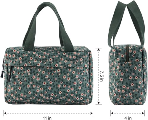 17-Sunflower Large Corduroy Makeup Bag with Handle - Cosmetic Organizer & Travel Toiletry Pouch