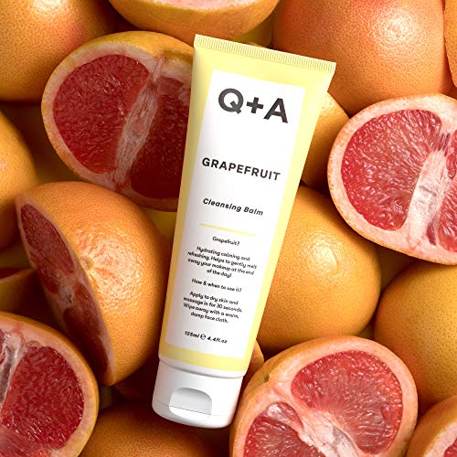 Q+A Grapefruit Cleansing Balm (125ml), Natural Makeup Remover with Cocoa Butter and Squalane, Hydrating Face Cleanser, Skincare for All Skin Types, Cleanse and Moisturize Skin