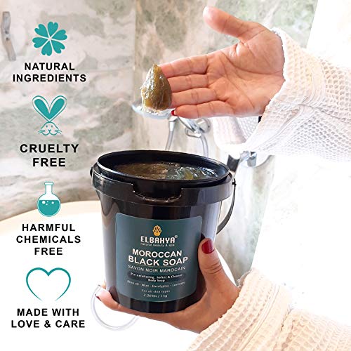 Moroccan Black Soap for Hammam With Eucalyptus and Olive 2.20 lbs/1kg