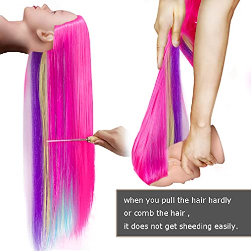 FABA Mannequin Head with Colorful Hair 26-28" | Braiding Practice Head